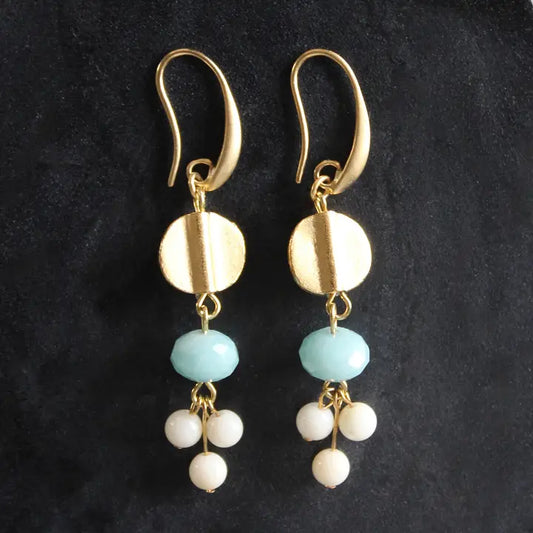 Amazonite and Glass Earrings