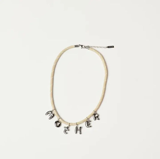 Mother Bubble Cord Necklace - Cream/Silver