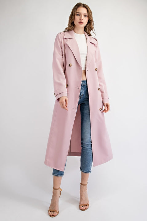 Double Breasted Trench Coat - Blush
