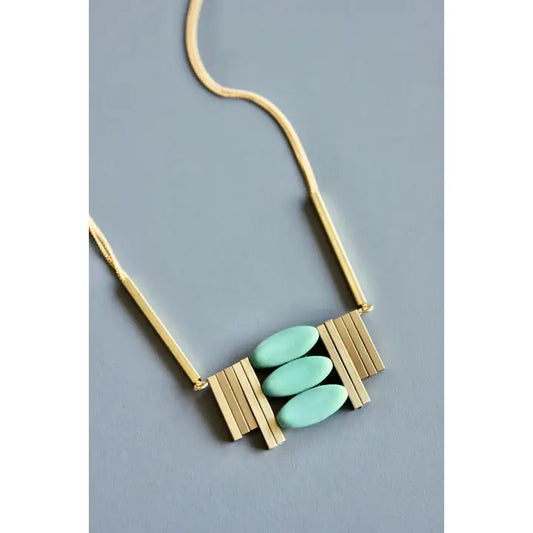 Turquoise and Brass Necklace
