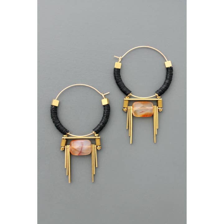 Art Deco Vulcanite Hoop Earrings