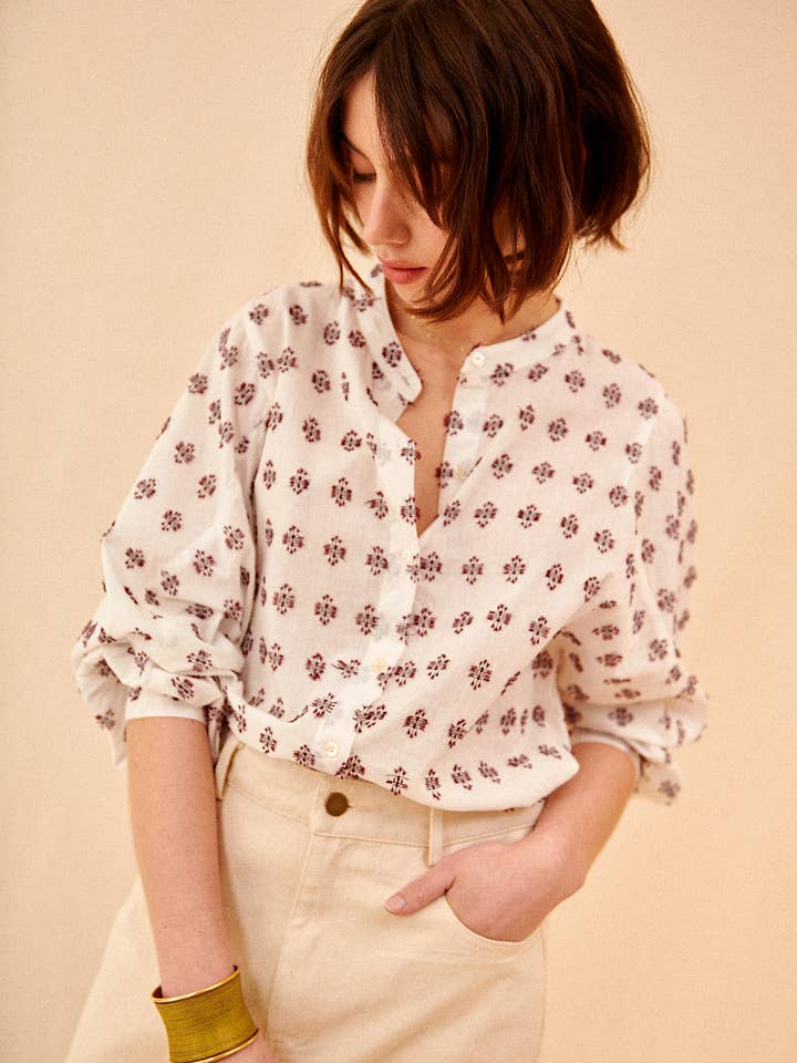 Gelina Embroidered Shirt - Ecru