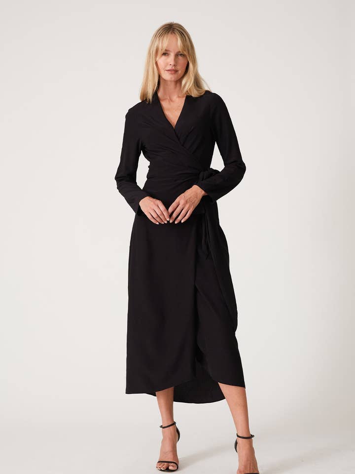 High-Low Midi Wrap Dress