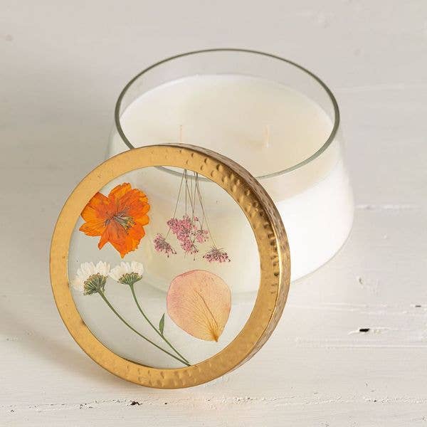 Apricot Rose Floral Candle - Large