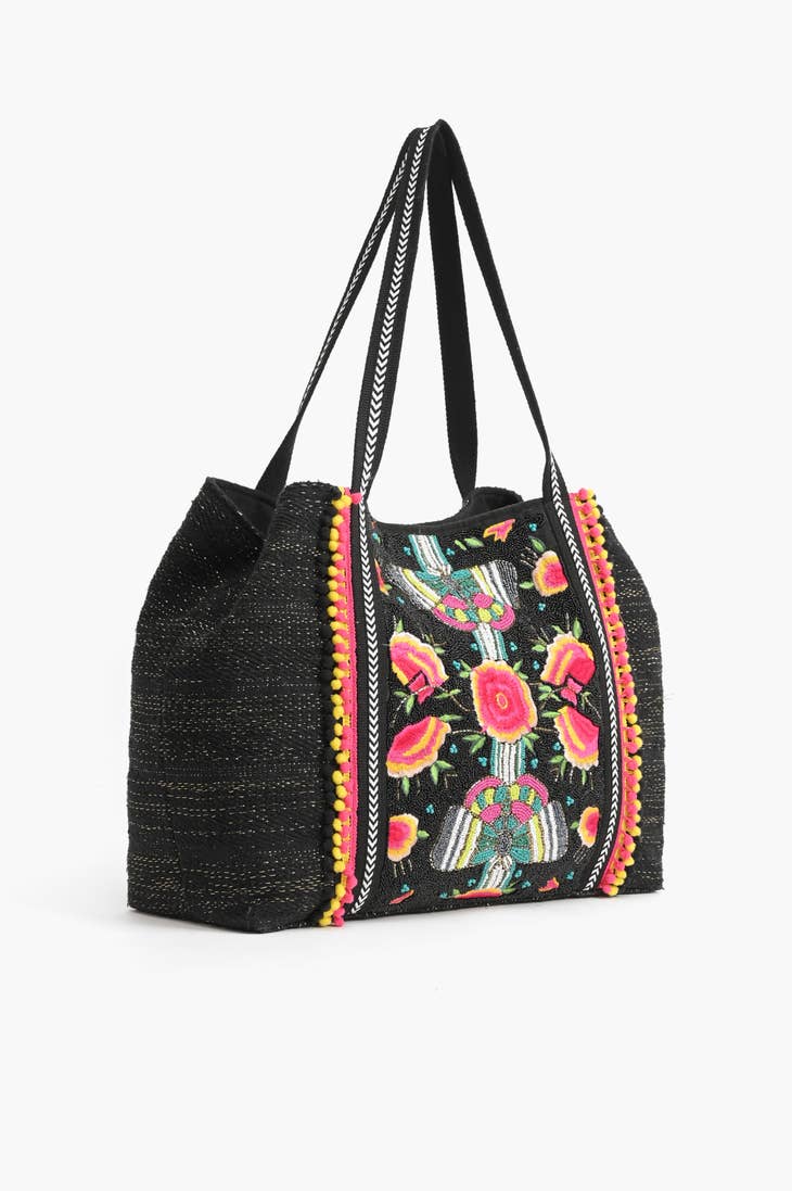 Midnight Butterfly Embellished Tote