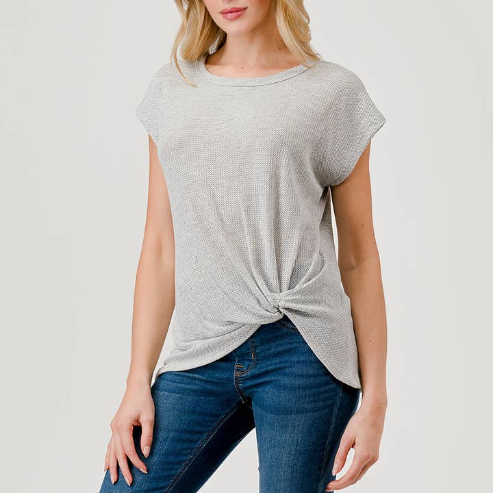 Side Knot Top - Heather Grey