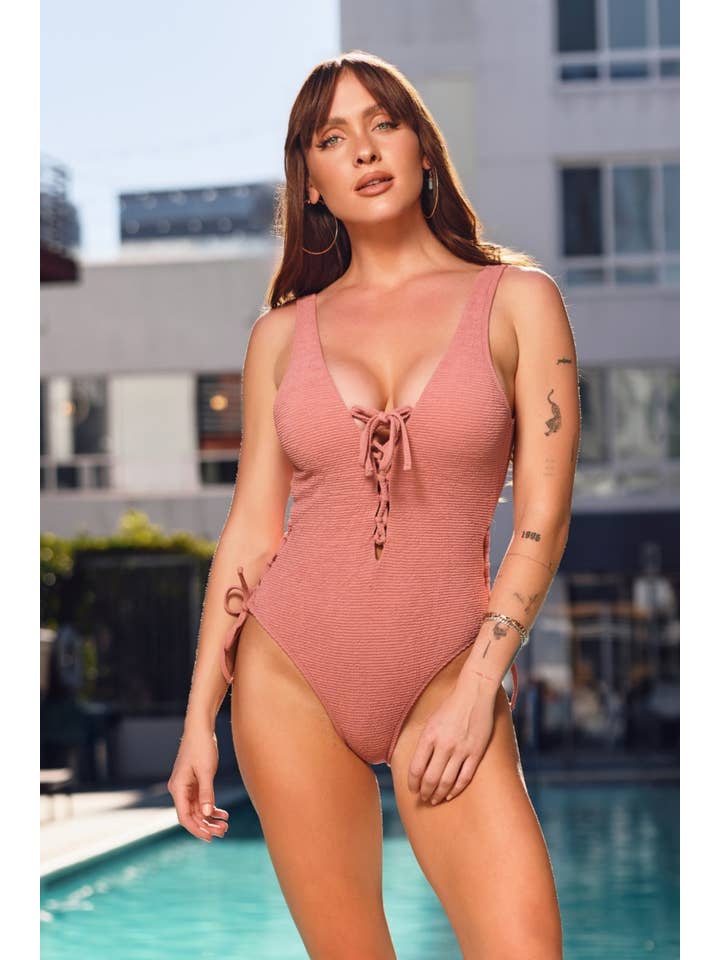 Textured One Piece -Rose