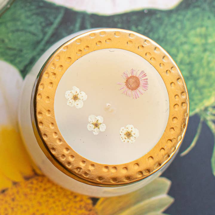 Apricot Rose Floral Candle - Small