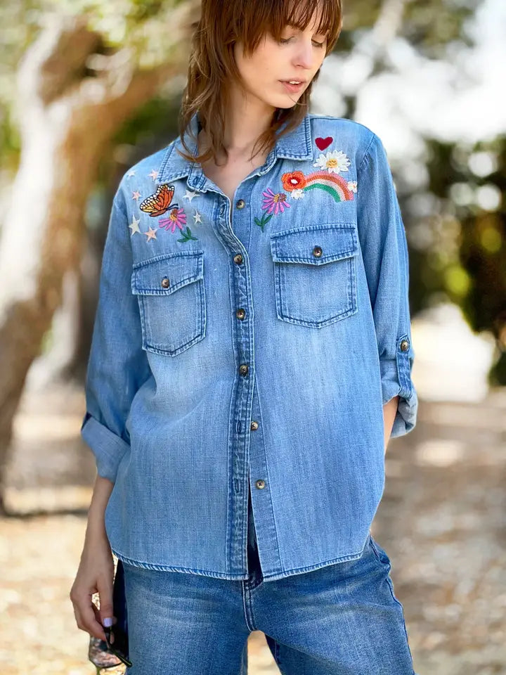 Embroidered Shirt - Happy Place