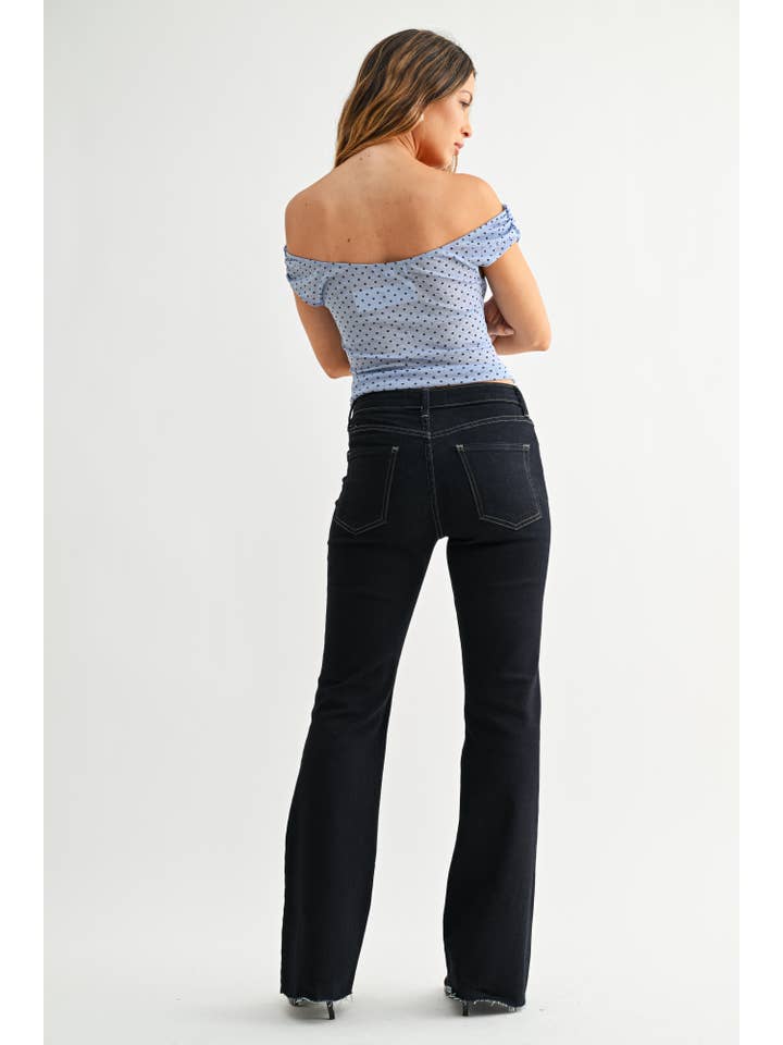 High Rise Scissor Hem Flare - Super Dark