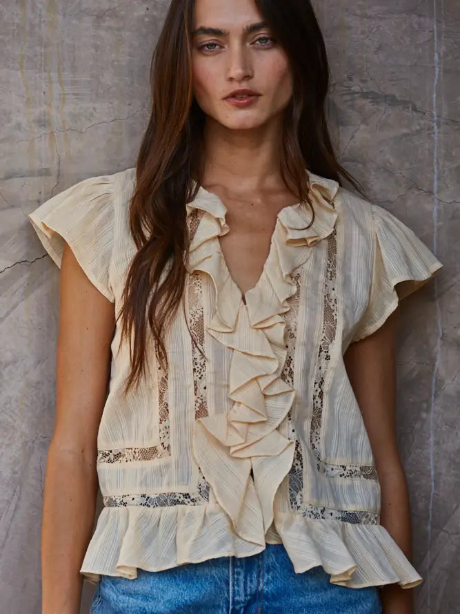 Ruffle Detail Blouse - Natural