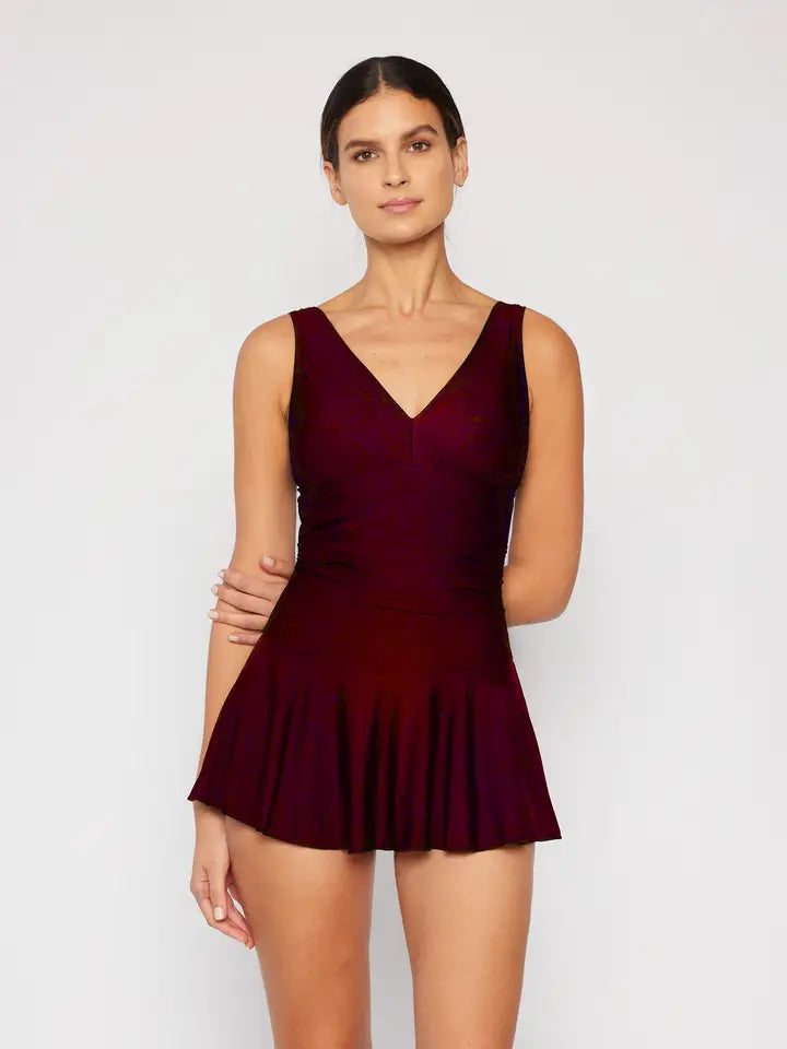 Skirted Boy Short Swimsuit - Wine