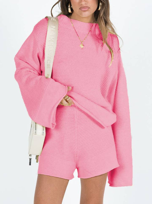 Flared Sleeve Lounge Set - Pink