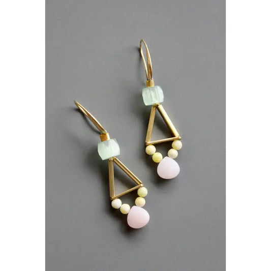 Pink and Yellow Geometric Earrings