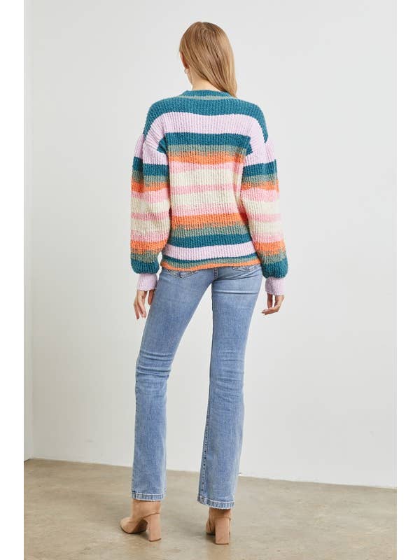 Striped Sweater - Teal Multi