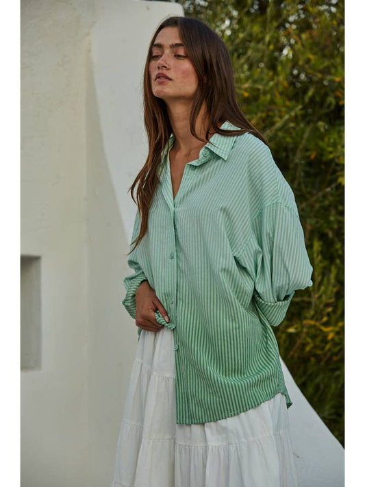 Gemma Ombre Button Down - Mint Green