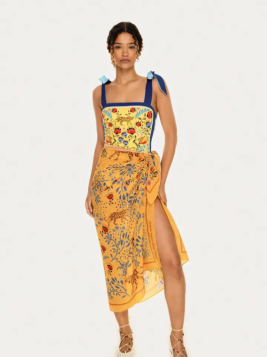 Beach Sarong Wrap - Amazon Rainforest Yellow