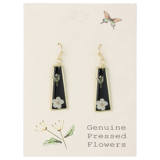 Dried Floral Earrings - Black Bar