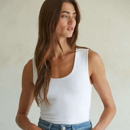 Double Layered Seamless Top - White