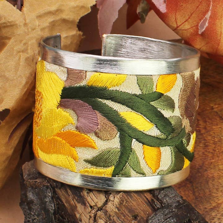 Embroidered Cuff - Yellow Elegance