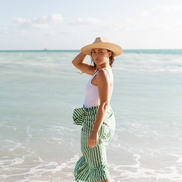 Green and White Stripe Vienna Sarong