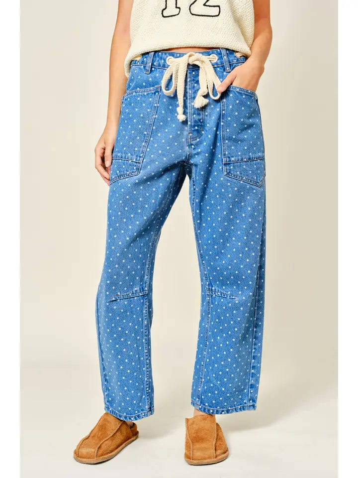 Barrel Pant - Denim Dot