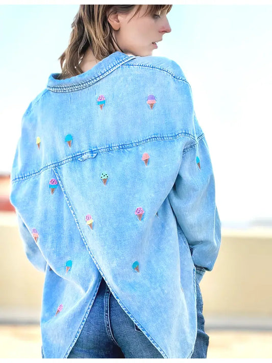 Embroidered Shirt - Ice Cream