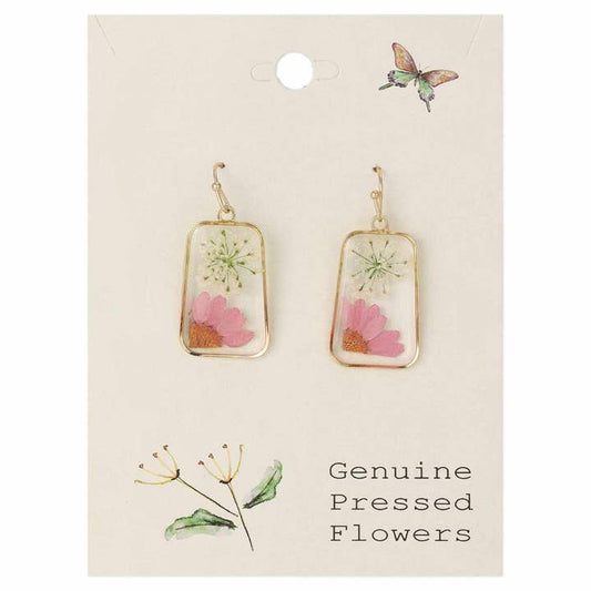 Dried Floral Earrings - Pink Petals