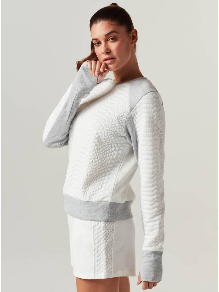 Croco Knit Sweatshirt - White