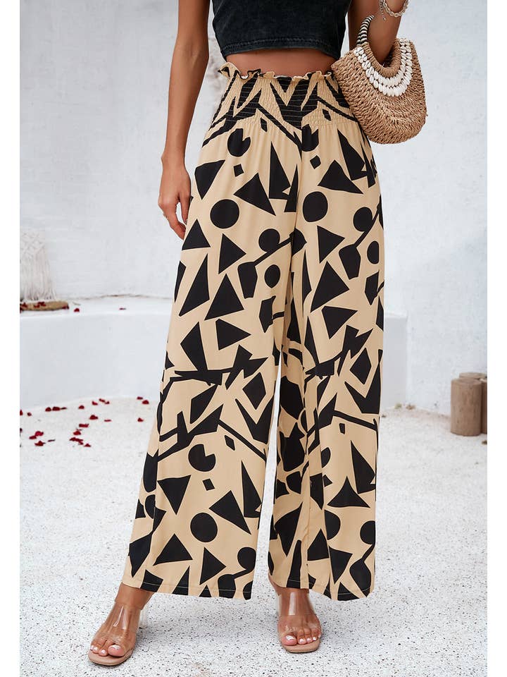 Wide Leg Printed Pant - Yellow