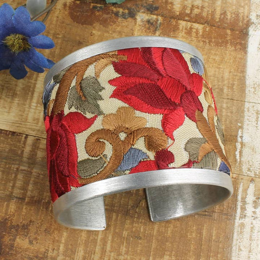 Embroidered Cuff - Red Flower