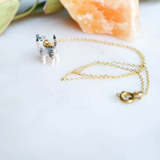 Tiny Cat Necklace - Preston Grey