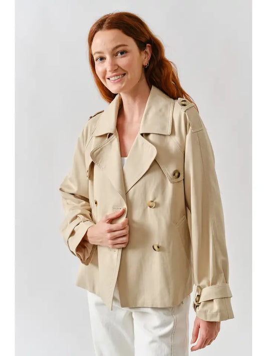 Half Trench Double Button Jacket - Tan