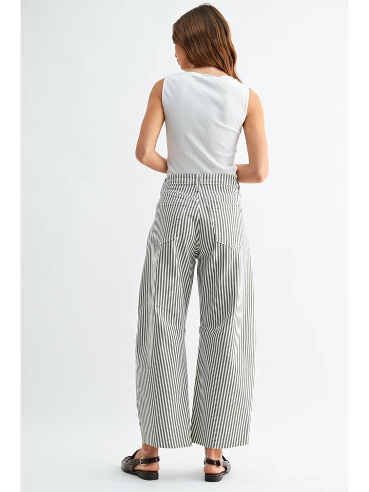 Barrel Jean - Olive Stripe