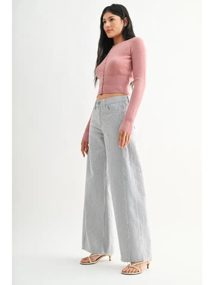 Side Stripe Wide Leg - Stripe