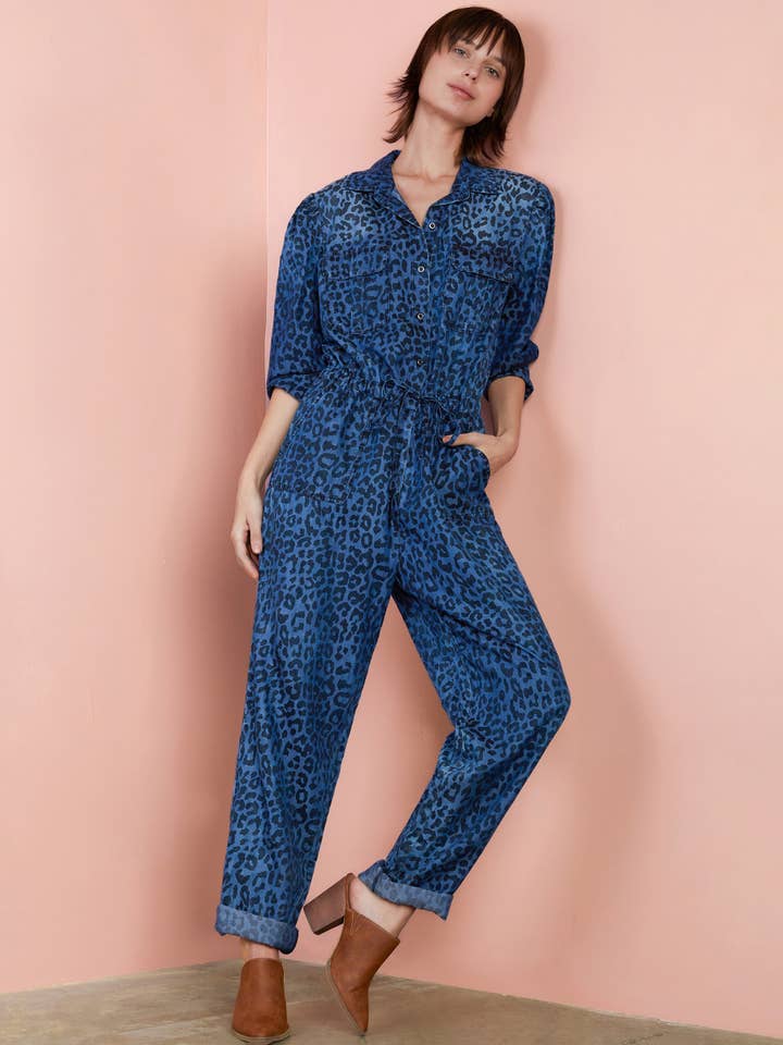 Ace Jumpsuit - Blue Animal Print