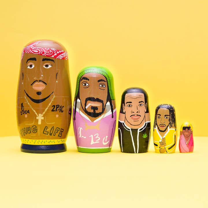 West Coast Rappers Wooden Nesting Doll Set