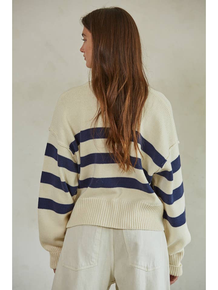 Irena Cardigan - Cream Navy