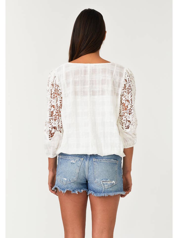 Lace Sleeve Top - White