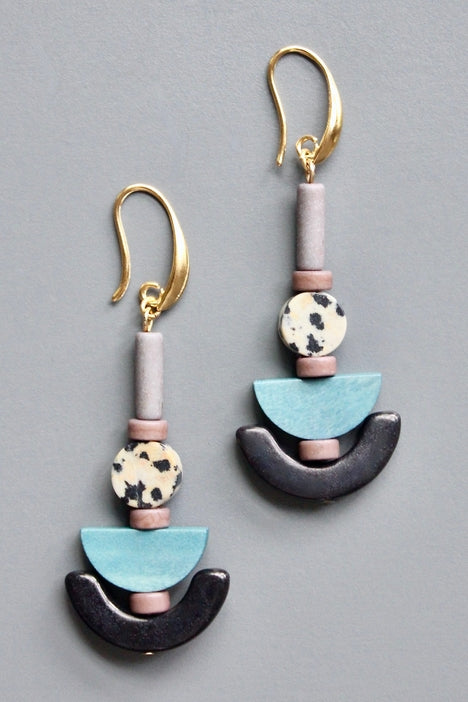 Dalmatian and Wood Earrings
