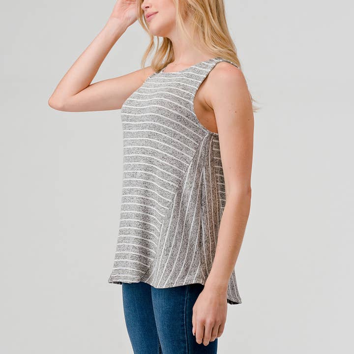 Stripe Tank Top - Heather Grey/White