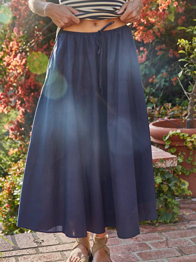 Flare Midi Skirt - Navy