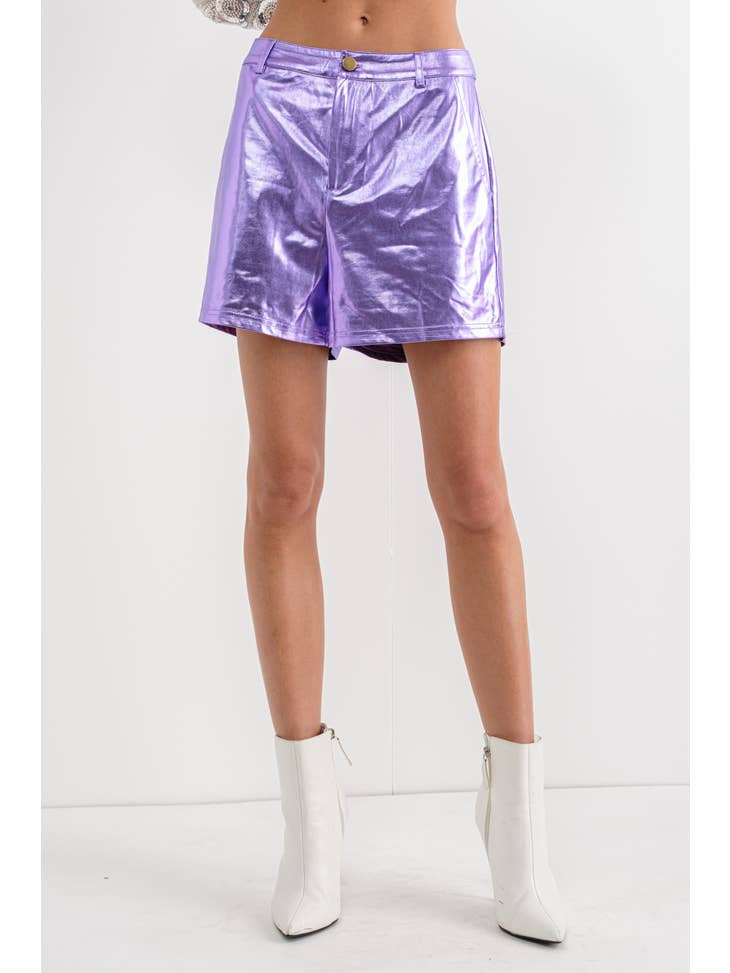 Metallic Shorts - Purple