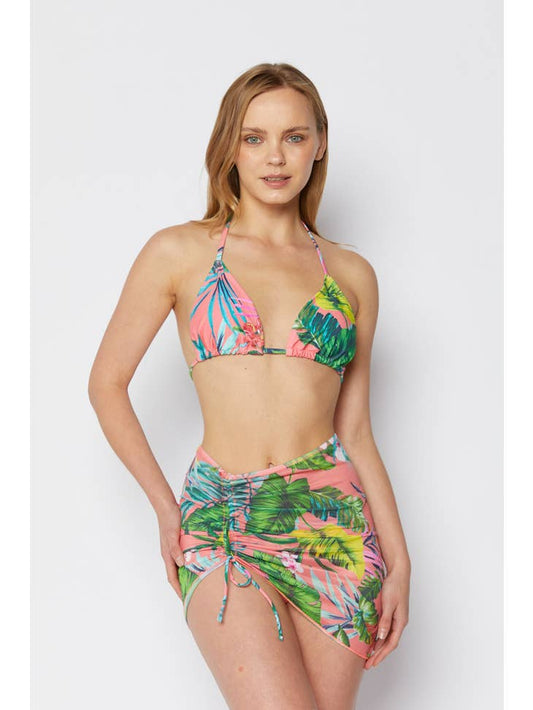 Triangle Swimsuit & Skirt Set - Molokai Coral