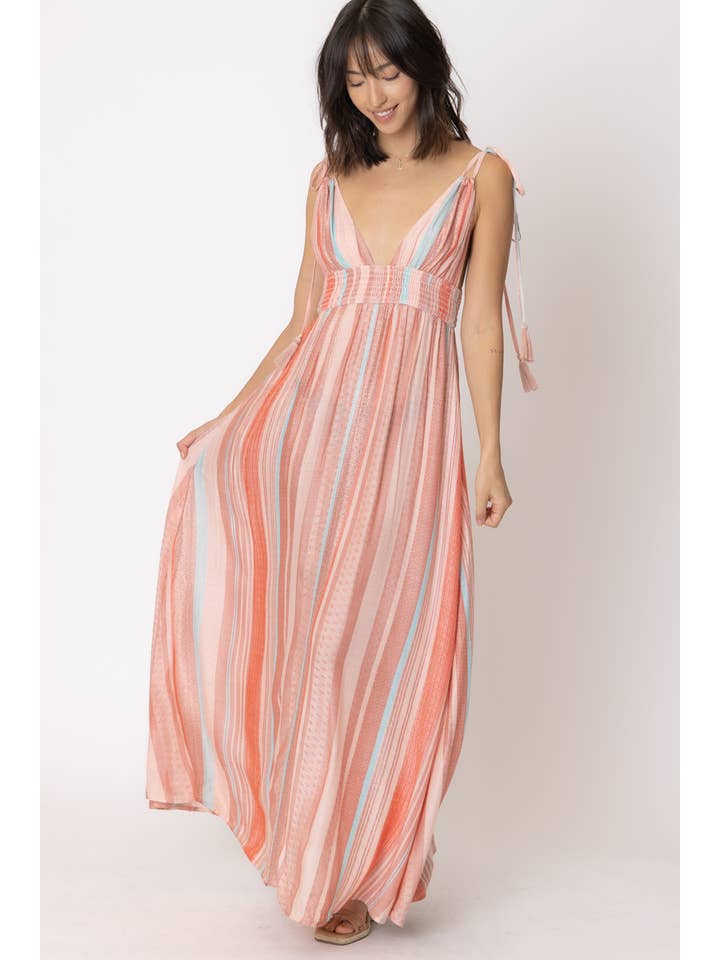 Striped Maxi Dress - Blush Multi