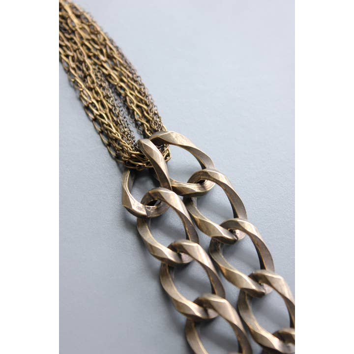 Double Strand Oxidized Brass Chain Necklace