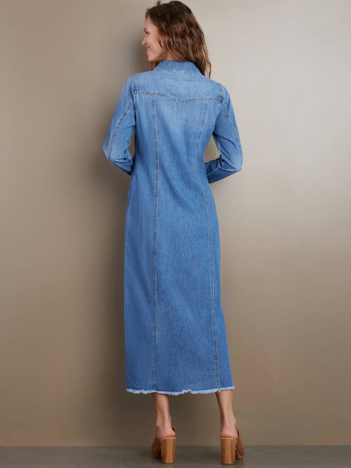 Denim Maxi Shirt Dress - Monterey Blue