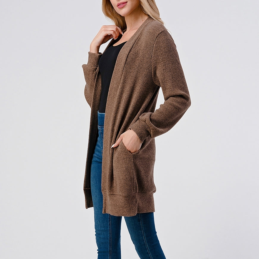 Ribbed Knit Cardigan - Mocha