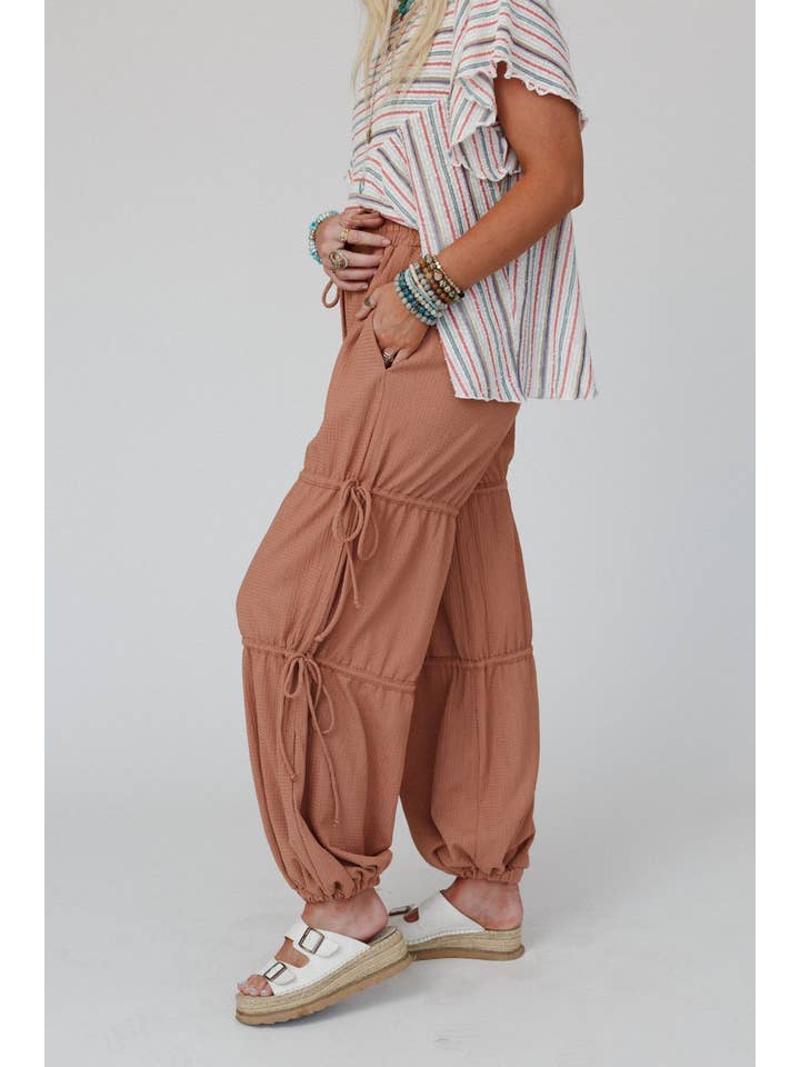 Everlasting Love Drawstring Pants - Tan Brown