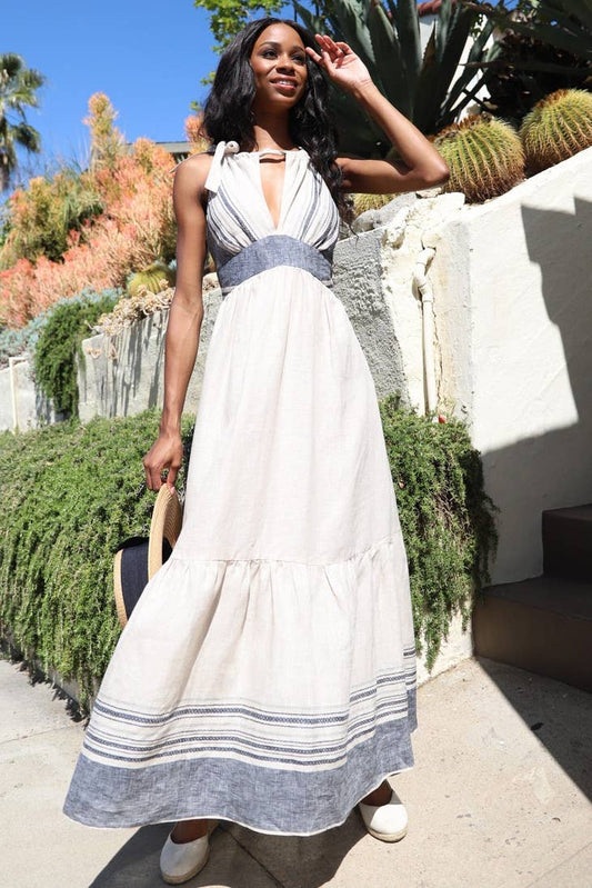 Lamar Maxi Dress - Provence Stripe